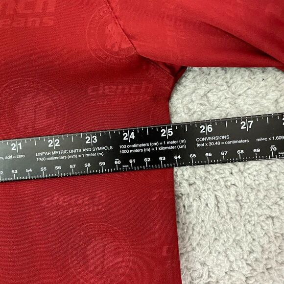 VTG Clench 701 Jeans Shirt Red Casual Y2K Skater Short Sleeve AOP Button Down - Picture 10 of 11